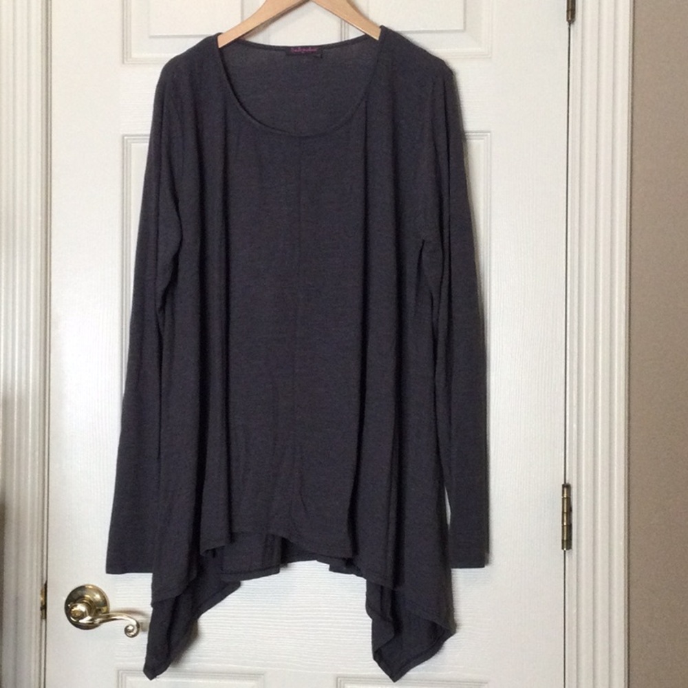 Vintage charcoal grey gray knit Fresh Produce top long sleeve GUC